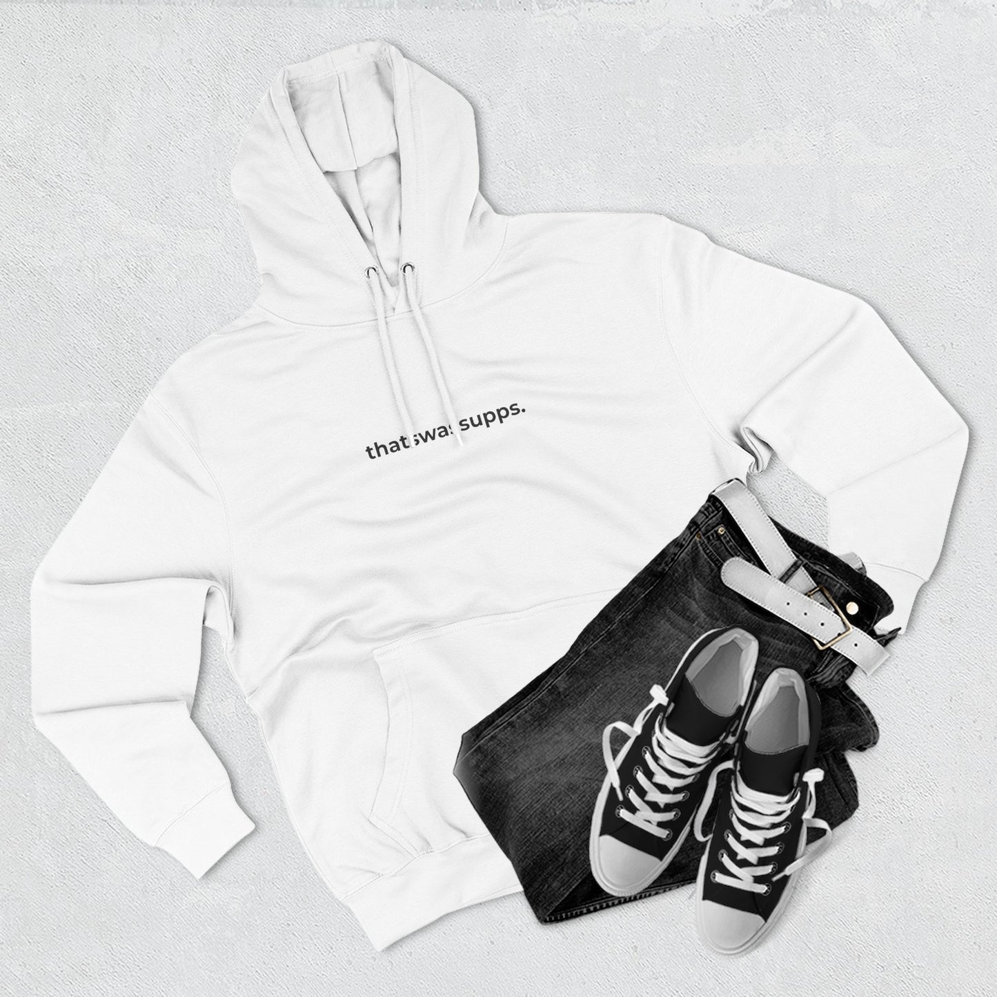 Pretty dope three-panel fleece hoodie.